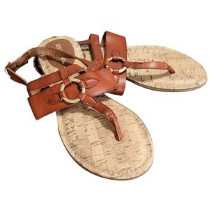 Metona Women's Strappy Sandals Size 6.5 Strap & Buckle Faux Cork